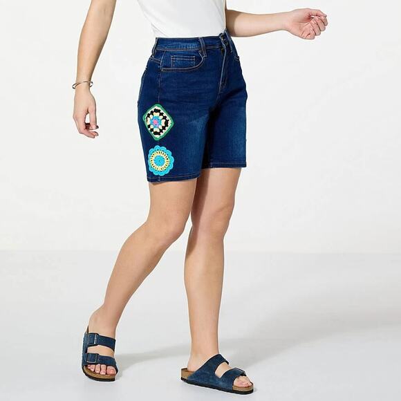 DG2 by Diane Gilman New Classic Stretch Denim Essential Short Indigo Choose Size - Picture 6 of 6